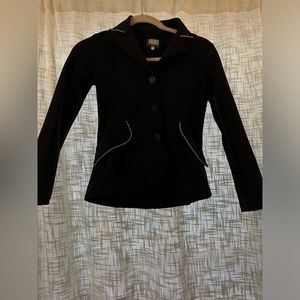 Girls For horses black show coat with blue piping size 12 girls